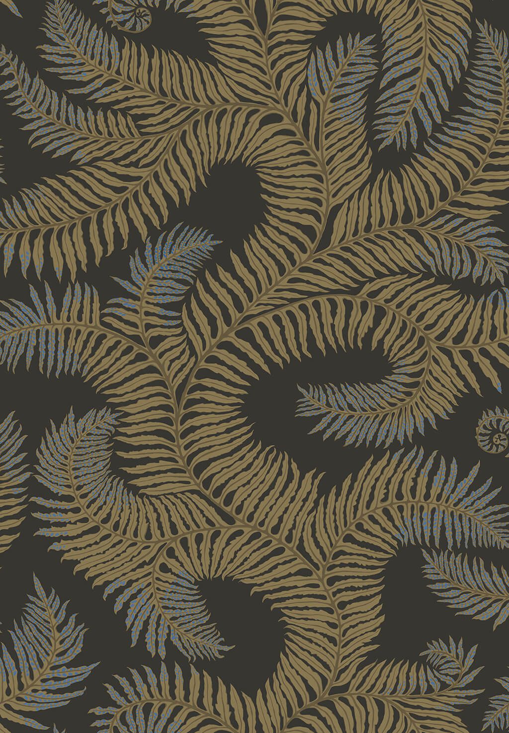 Bombe's Fernery Wallpaper | Olive and Dark Grey