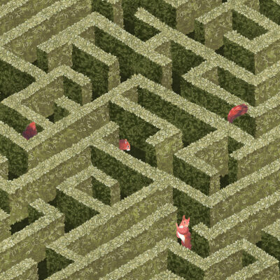 Labyrinth with Squirrel Wallpaper | Olive