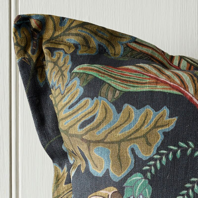Palm Grove Cushion Navy and Olive DETAIL