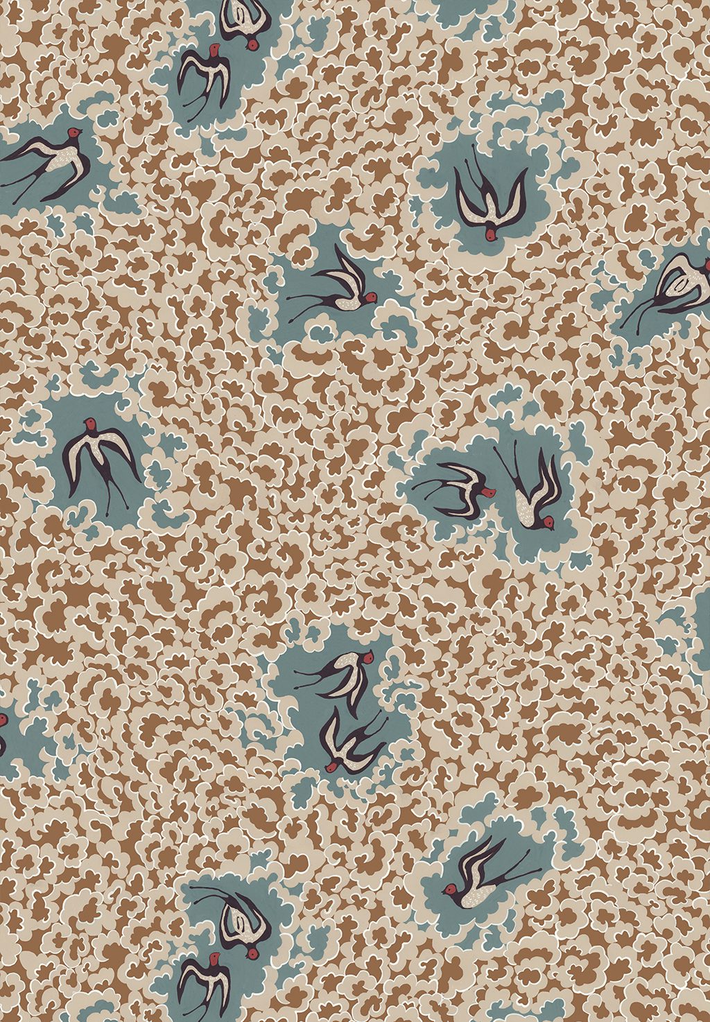 Bea's Swallows Wallpaper | Alma and Osney Blue