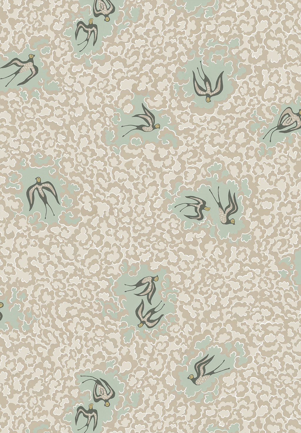 Bea's Swallows Wallpaper | Cliffwell Stone and Radmoor Blue