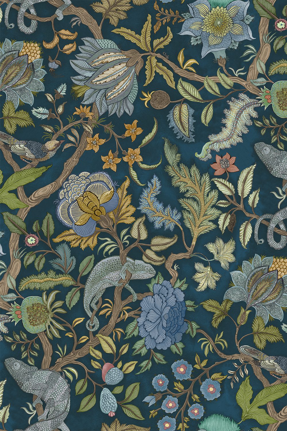 Chameleon Trail Wallpaper | Bright Blues and Greens