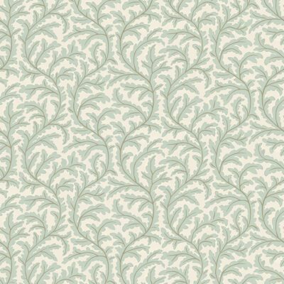 Frond Ogee Wallpaper | Radmoor Blue and Clarke White
