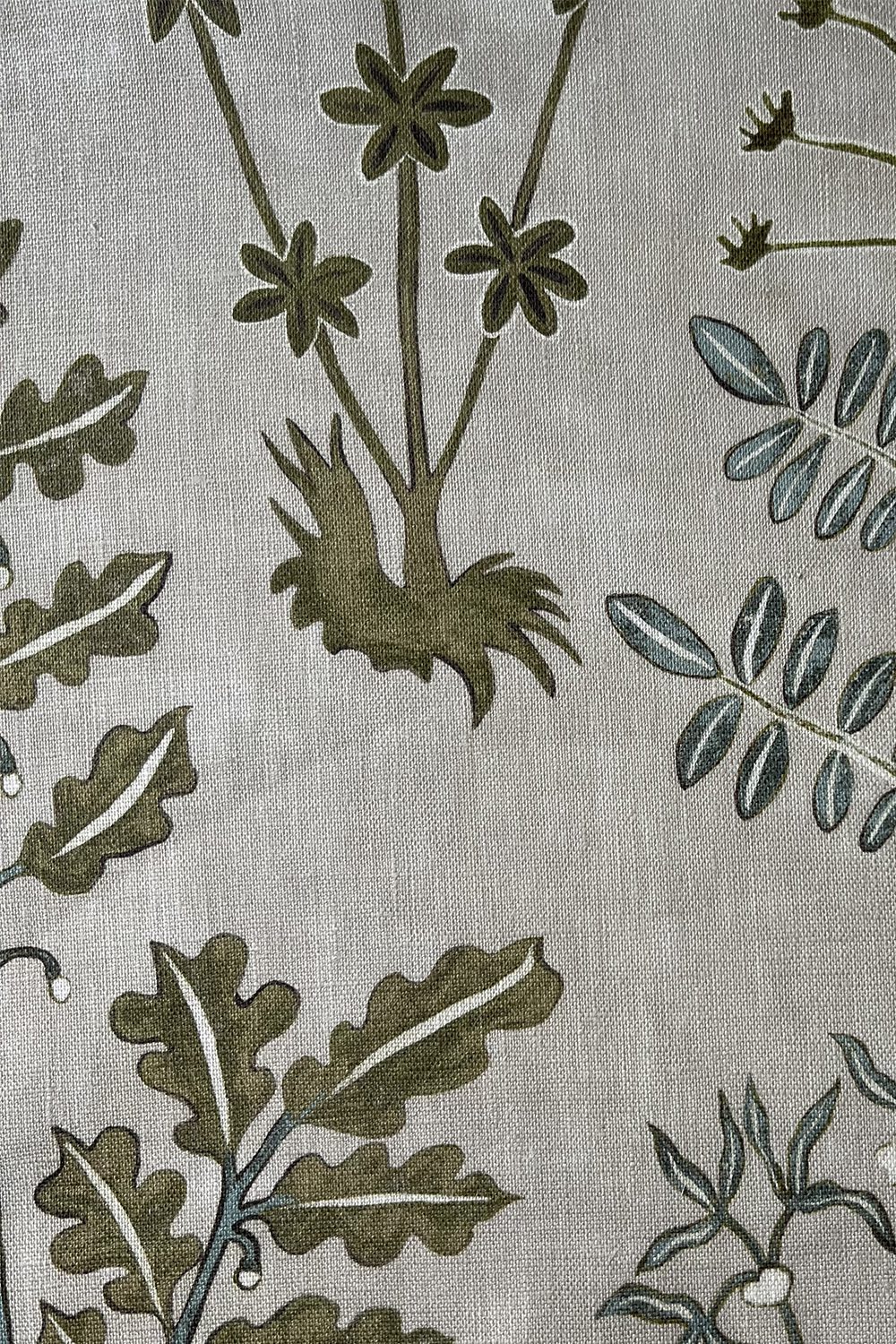 JMF-202311-PLW | Cynthia | Stone, Light Blue and Olive | Pure Linen | Close Up