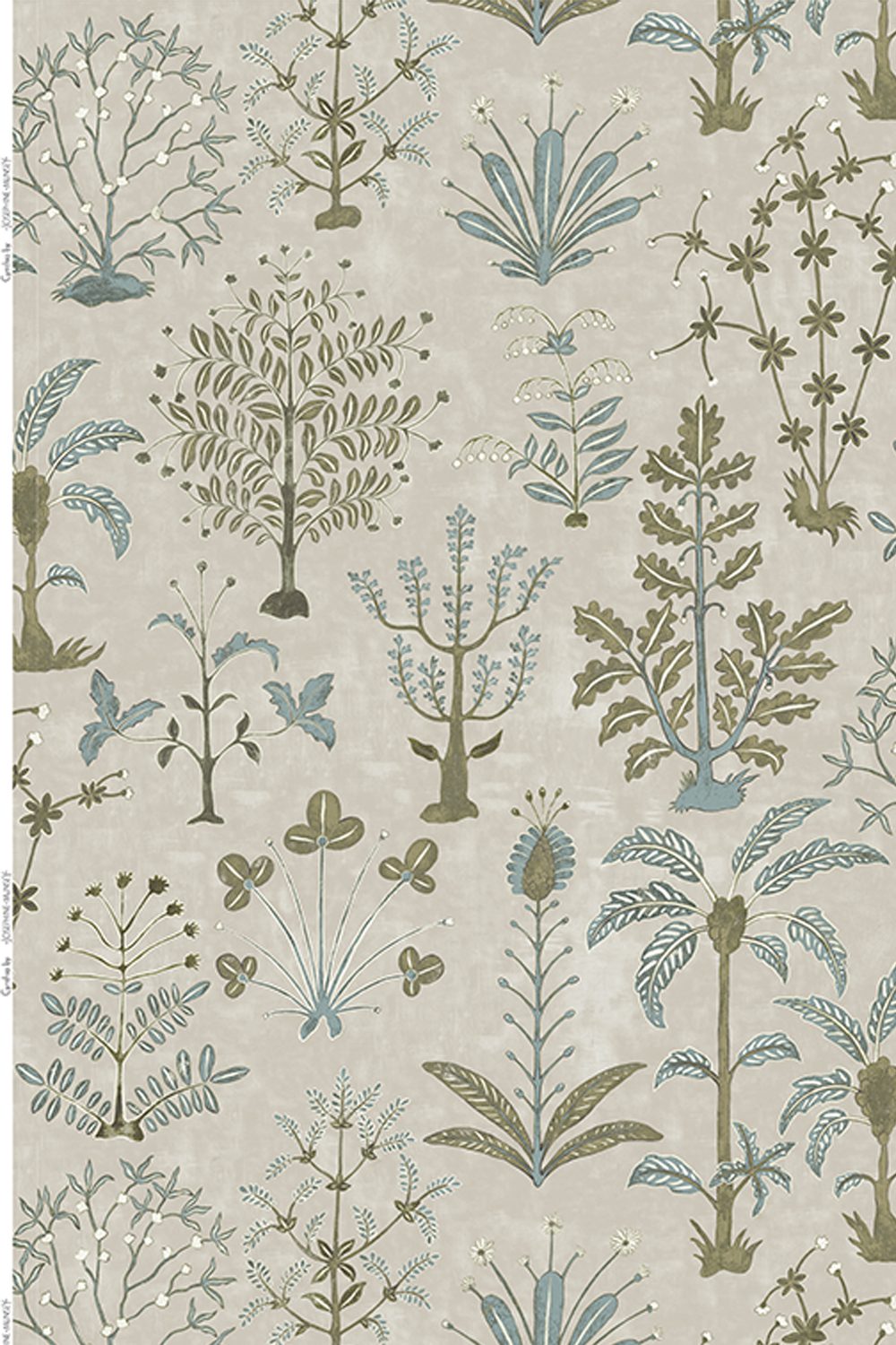JMF-202311-PLW | Cynthia | Stone, Light Blue and Olive | Pure Linen | Half Repeat
