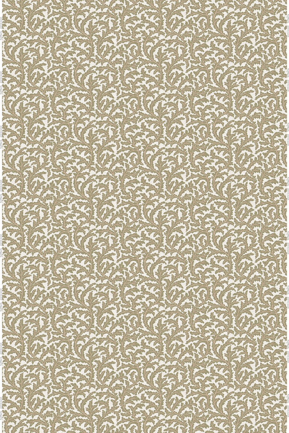 JMF-202541-PLN | Frond Ogee | Ochre and Coral | Pure Linen | Full Repeat