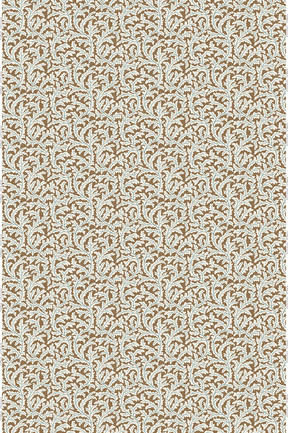 JMF-202551-PLN | Frond Ogee | Orange and Blue | Pure Linen | Full Repeat