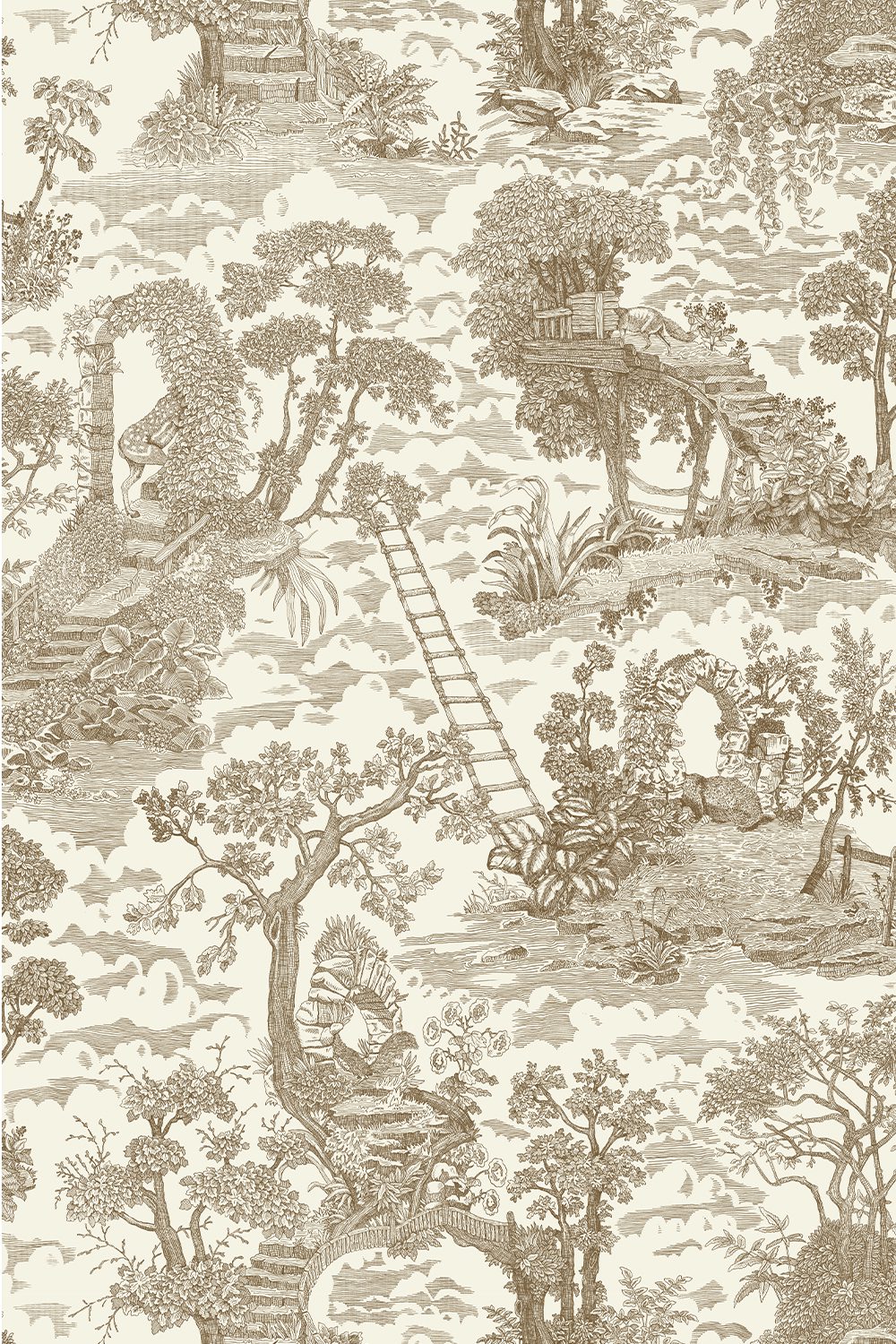 Islet Hoping Toile Wallpaper | Stone