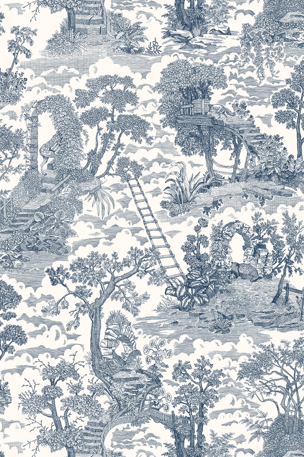 Islet Hoping Toile Wallpaper | Blue