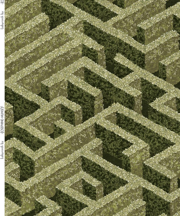 JMF-200701-LUN | Labyrinth | Olive | Linen Union | Half Repeat