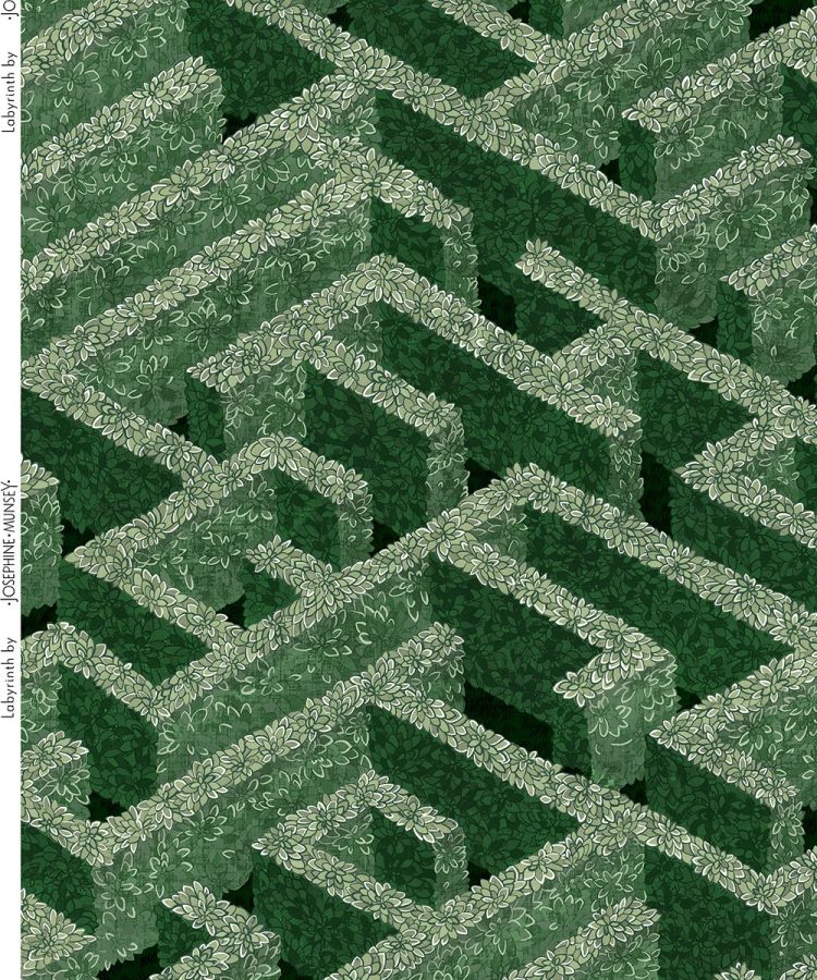 JMF-200711-LUN | Labyrinth | Green | Linen Union | Half Repeat
