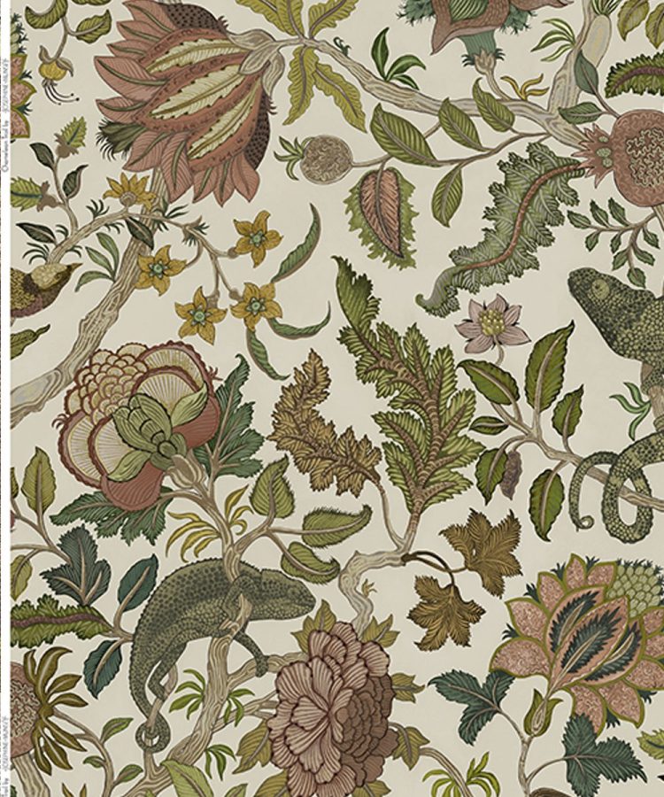 JMF-202251-PLN | Chameleon Trail | Dusty Pinks and Olive | Pure Linen | Half Repeat