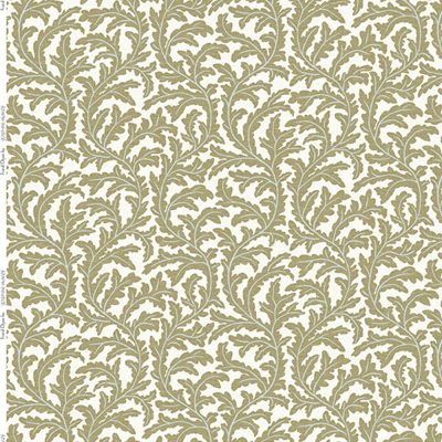 JMF-202521-PLN | Frond Ogee | Yellow and Light Blue | Pure Linen | Half Repeat