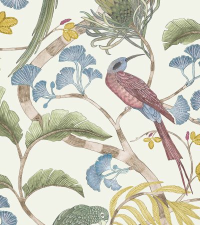 Designer Botanical Wallpaper | Ivory, Soft Olive & Yellow