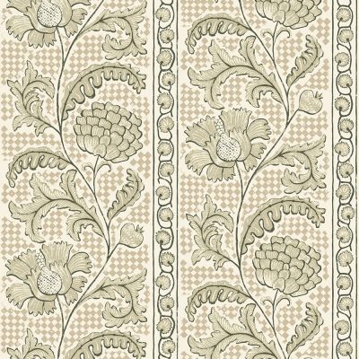 JMW-102811 | Floral Check | Maitland Green and Cotswold White | Flat Shot 72 DPI
